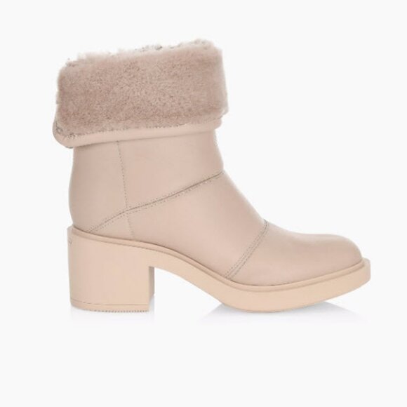 Womens Gianvito Rossi Mousse Neutral Shearling-Trim Leather Ankle Boots 38 US/8 - Picture 2 of 16